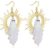Halloween Ghost Earrings for Women – Gothic Sunburst Dangle Jewelry, Statement Halloween Costumes Accessories Gifts