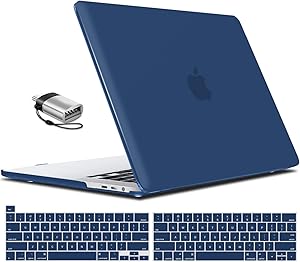 IBENZER New 2020 MacBook Pro 13 Inch Case M1 A2338 A2289 A2251 A2159 A1989 A1706 A1708, Hard Shell Case & Keyboard Cover & Type C for Apple Pro 13 Touch Bar(2020-2016), Navy Blue, MT13-NVBL+1TC