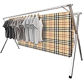 MRCTVG 2026 Premium Stainless Steel Clothes Drying Racks, Foldable and Adjustable Laundry Drying Rack Clothing for Indoor Outdoor （79" D x 28.4" W x 50.4" H）