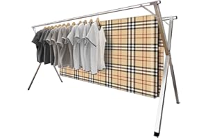 MRCTVG 2026 Premium Stainless Steel Clothes Drying Racks, Foldable and Adjustable Laundry Drying Rack Clothing for Indoor Outdoor （79" D x 28.4" W x 50.4" H）