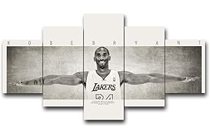 TUMOVO Home Decor Poster Kobe Bryant of Los Angeles Lakers House Decorations for Living room Basketball Wall Art Paitings Sports Pictures Legend Canvas 5 Panel Memorabilia Gifts for Boys(60''Wx32''H)