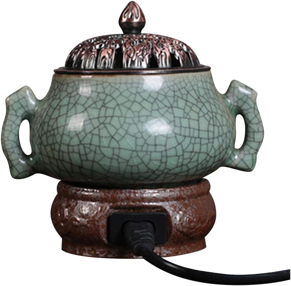 RXBFD Ceramic Incense Burner Regulator Electric Censer, Aroma Diffuser with Adjustable Timing Temperature Control,for Home Decor Yoga