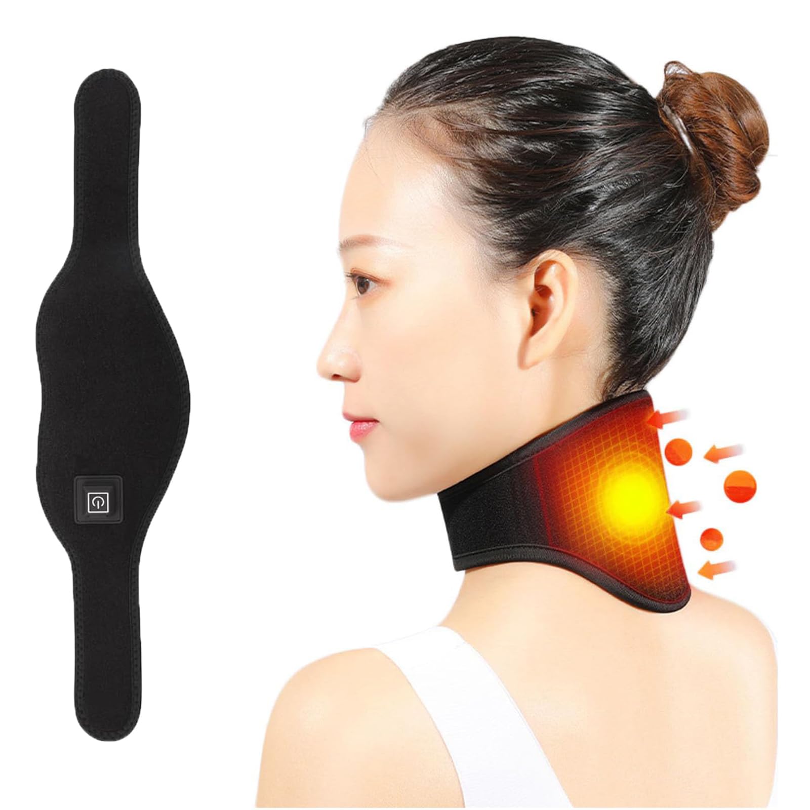 Heated Neck Support Wrap Self Heating Neck Support Brace Physical Therapy Heated Neck Warmer Pad Adjustable Ergonomic Cervical Collar Neck Strap Headache Pain Relief for Men Women Stiff Neck Stiffness