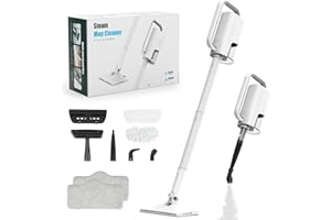 ACHTFACH Steam Cleaner, 6 in1 Rotated Steam Mop Cleaner with 2 Modes, 2 Microfiber Pads, 400ML Removable Tank, 23FT Power Cable, Detachable Steam Mops for Floor, Laminate Floor, Tiles Cleaning (Sky White)