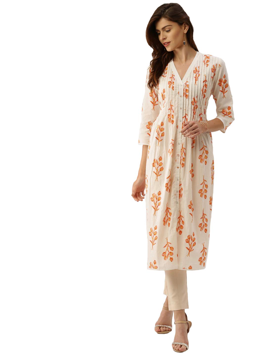 Women Cotton Straight Kurti(White)