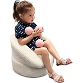 Hrebr Mini Toddler Chair Comfy - 17.3'' Compact Kids Couch with Carry Handle, Soft Teddy Plush Toddle Chair, Washable Cover &amp; Sturdy Design for Nursery &amp; Playroom - White