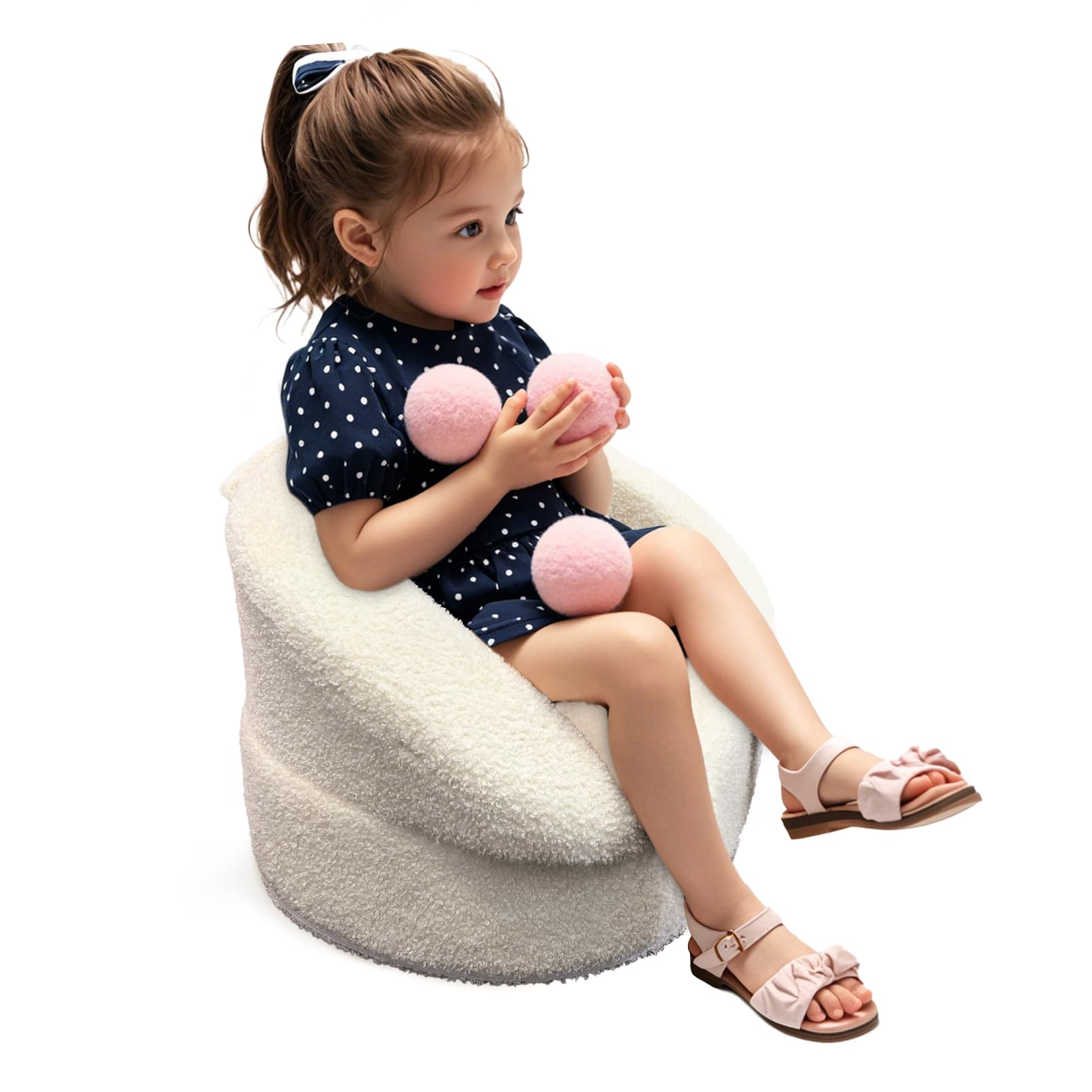 Photo 1 of Mini Plush Teddy Bear Kids Sofa Chair - 17.3'' Compact Portable Toddler Chair with Carry Handle, Washable Cover, Safe Sturdy Design - Suitable for Boys and Girls - White