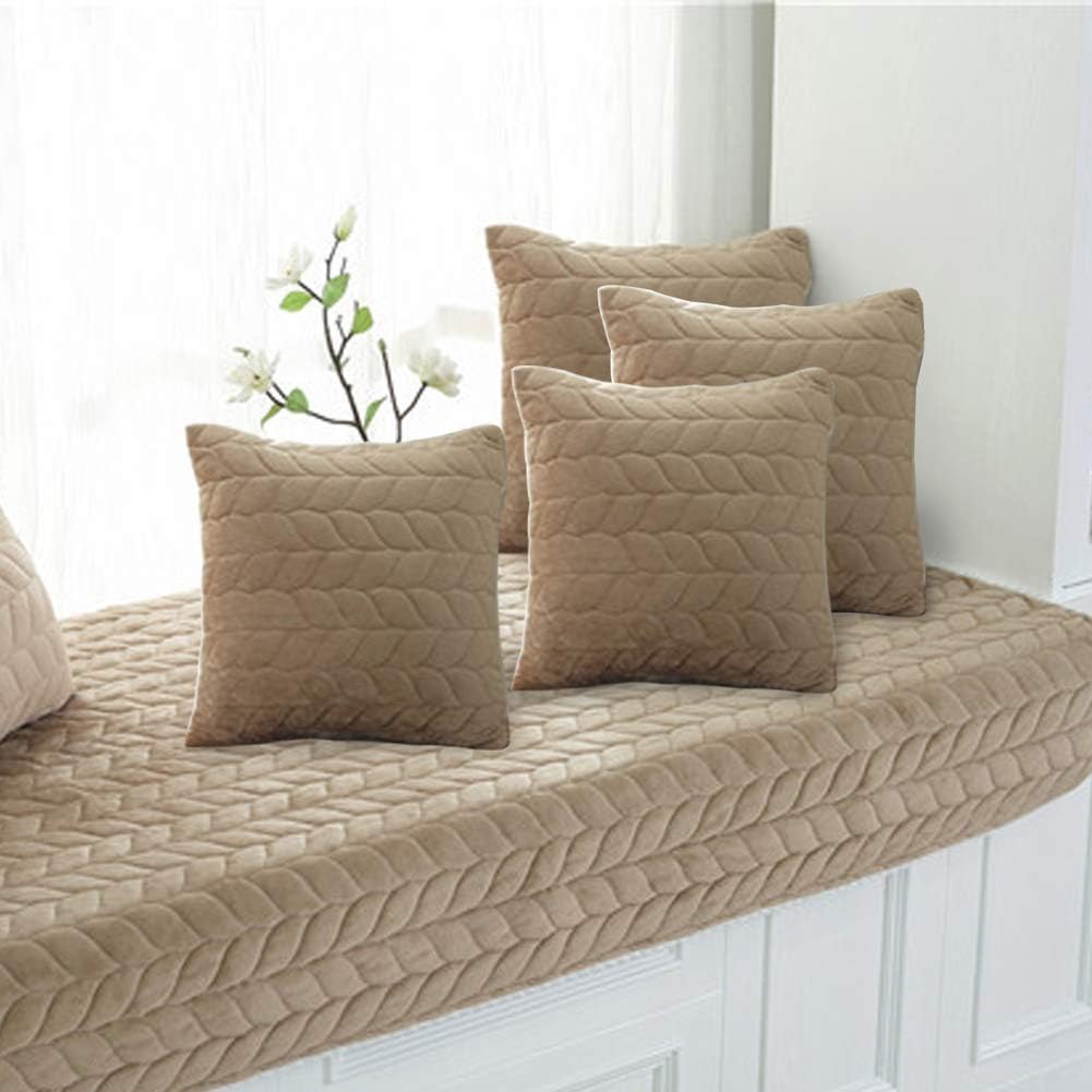 JeogYong Bay Window Cushion with Set of 4 Throw Pillow Covers 18 x 18 Inches, Thick