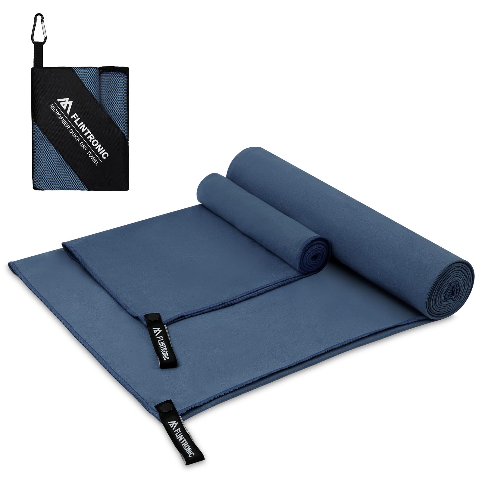 flintronic 2 Pack Microfibre Towel, 180x60CM+80x40CM Microfibre Travel Towel, Lightweight Absorbent, Ultra-lightweight & Fast Drying, for Yoga,Camping & Backpacking