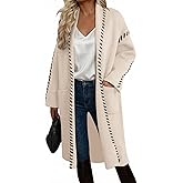 VIMPUNEC Womens Fall Long Cardigan Sweaters Oversized Chunky Jackets Open Front Knit Outwear Coats with Pockets