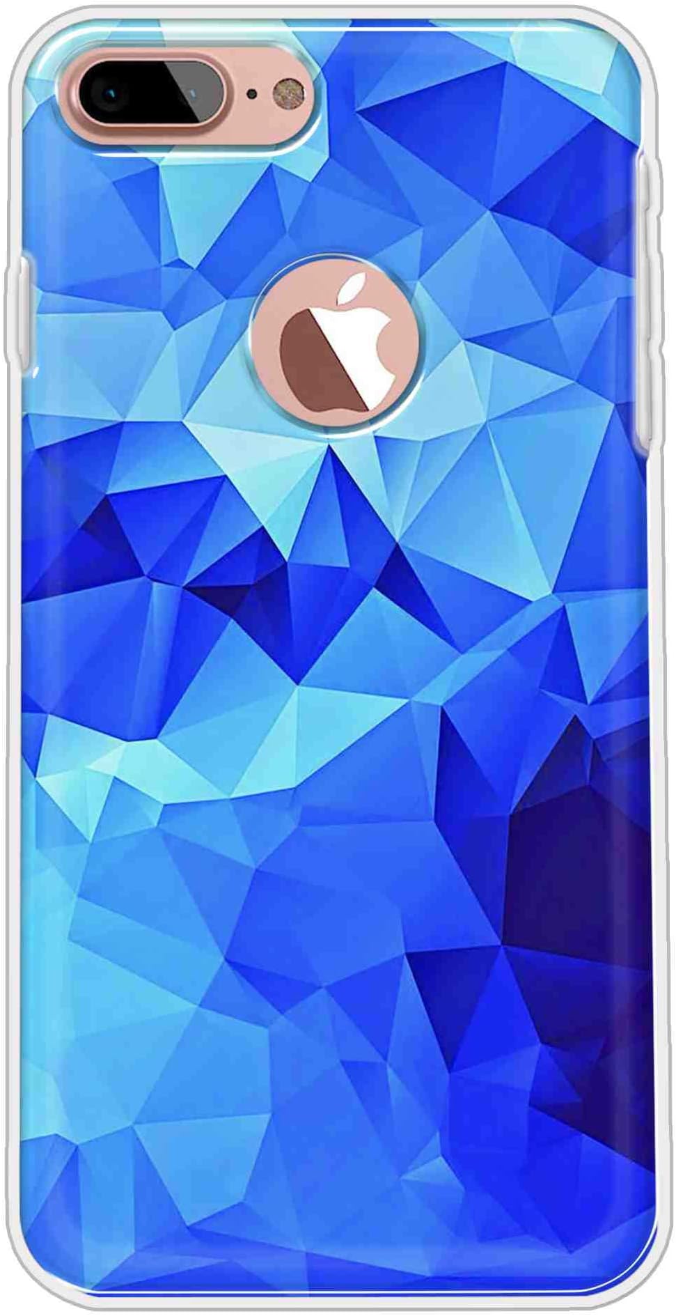 Vibey - Soft TPU Abstract - Printed Back Cover Case Compatible for Apple iPhone 7 Plus. One Tempered Glass Free