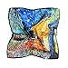 TONY & CANDICE Women's Graphic Print 100% Silk Square Scarf Neckerchief 20X20 Inches (Cafe Oil Painting Pattern Print)