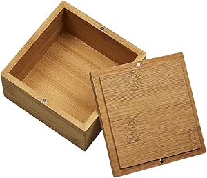 Eventualx Caja cuadrada de madera de bambú para joyas, para ...