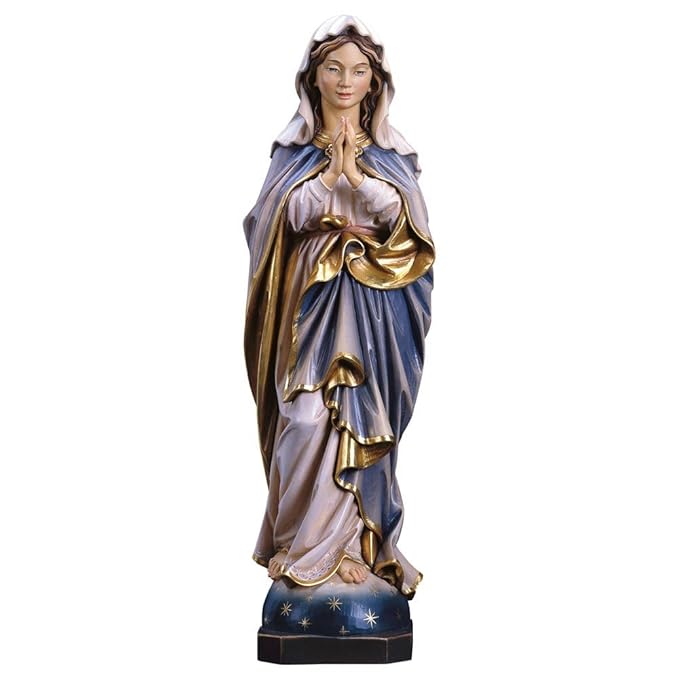 Marienstatue Immaculata, betend Holz, geschnitzt coloriert 25 cm