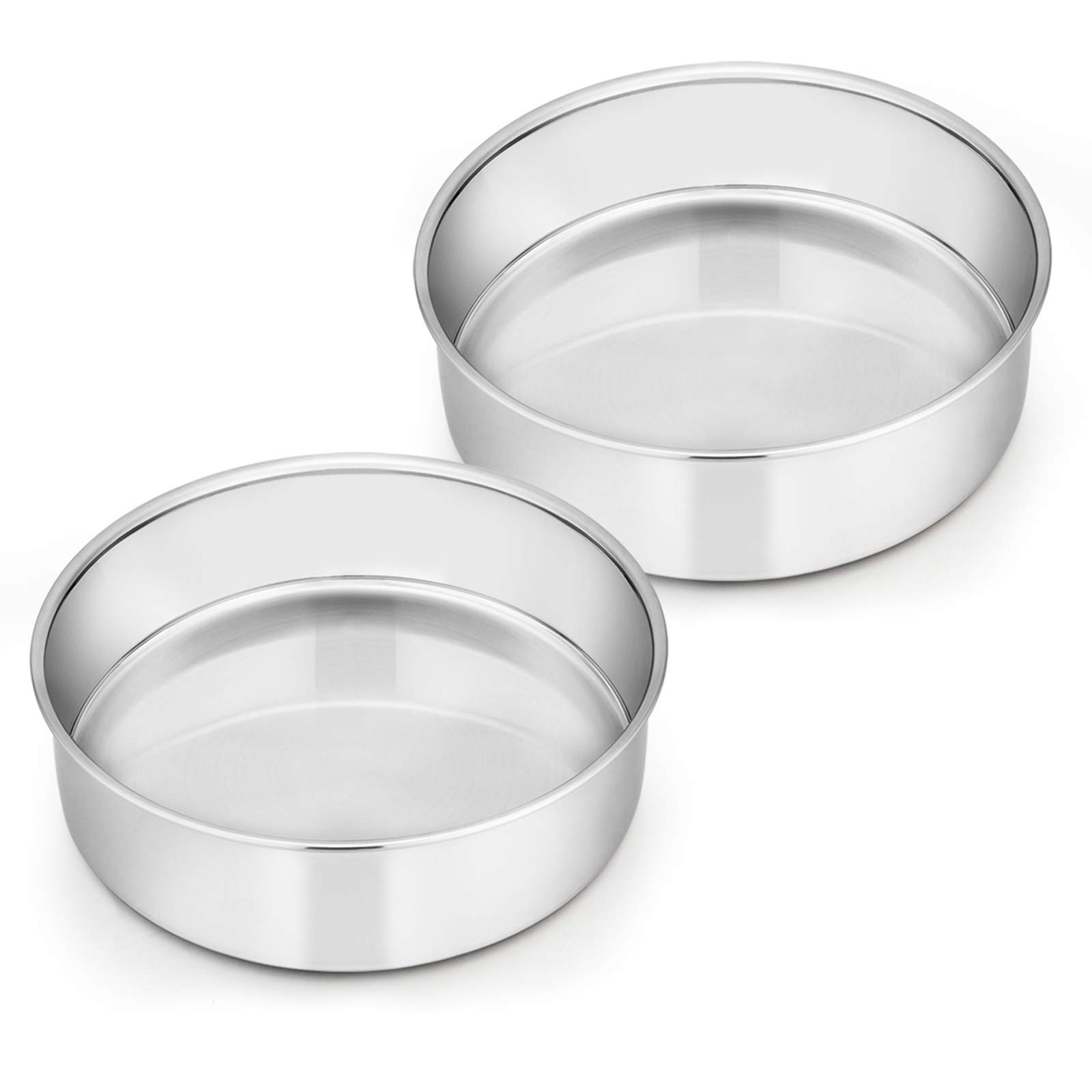 Homikit 6 Inch Cake Tin Set of 2, Stainless Steel Round Cake Pans for Baking Layer Cakes, Bread and Pie, Great for Birthday Wedding Christmas, Healthy & Mirror Finished, Dishwasher Safe