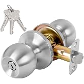 RAFECIEE Keyed Entry Door Knob with Lock, Door Lock with Key, Satin Nickel | Exterior and Interior Door Knob for Bedroom, Door Handle for Front Door, Left/Right Reversible, 1 Pack