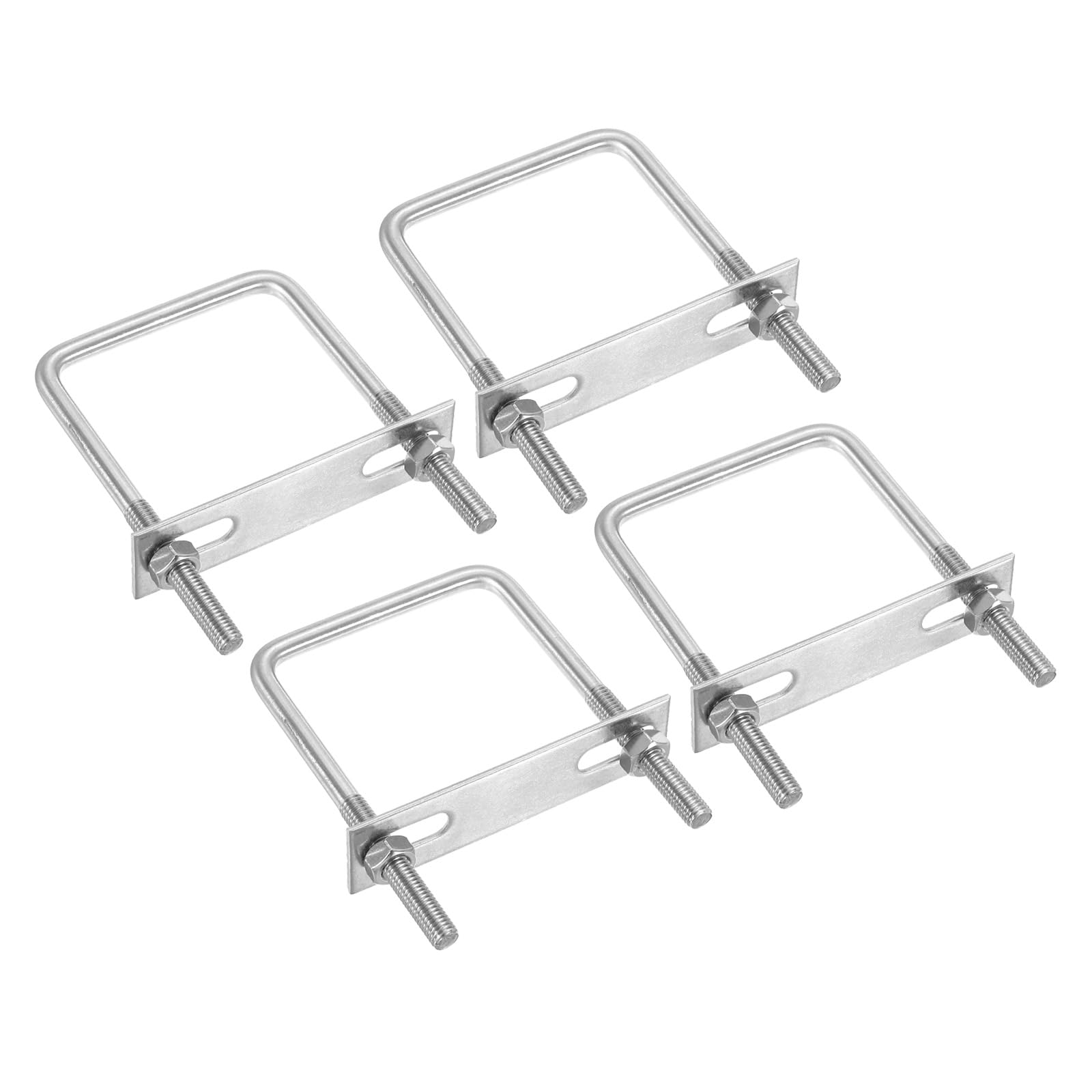 Photo 1 of PATIKIL M8x70x100mm Square U-Bolts Kit, 4Set 304 Stainless Steel Square U Shaped Bolts Replacement Parts with Frame Plates and Nuts for Ski Board Sailboat Trailer
