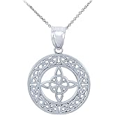 Claddagh Gold Sideways Crosses 925 Sterling Silver Round Celtic Trinity Knot Pendant Necklace, 22"