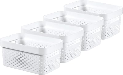 Curver Infinity Dots Rect Storage Boxes Set of 4 4.5 Litre White