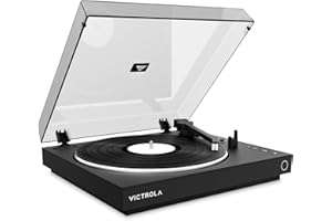 Victrola Fully Automatic Bluetooth Turntable with Audio Technica ATN3600L Cartridge, Automatic Repeat Function, 2-Speed Vinyl Record Player, Wireless Bluetooth Streaming, Preamp and Aluminum Platter