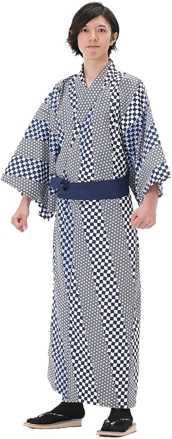 Amazon 浴衣と帯のセット 日本製 市松麻の葉 いちまつあさのは 旅館浴衣 業務用 浴衣 通販