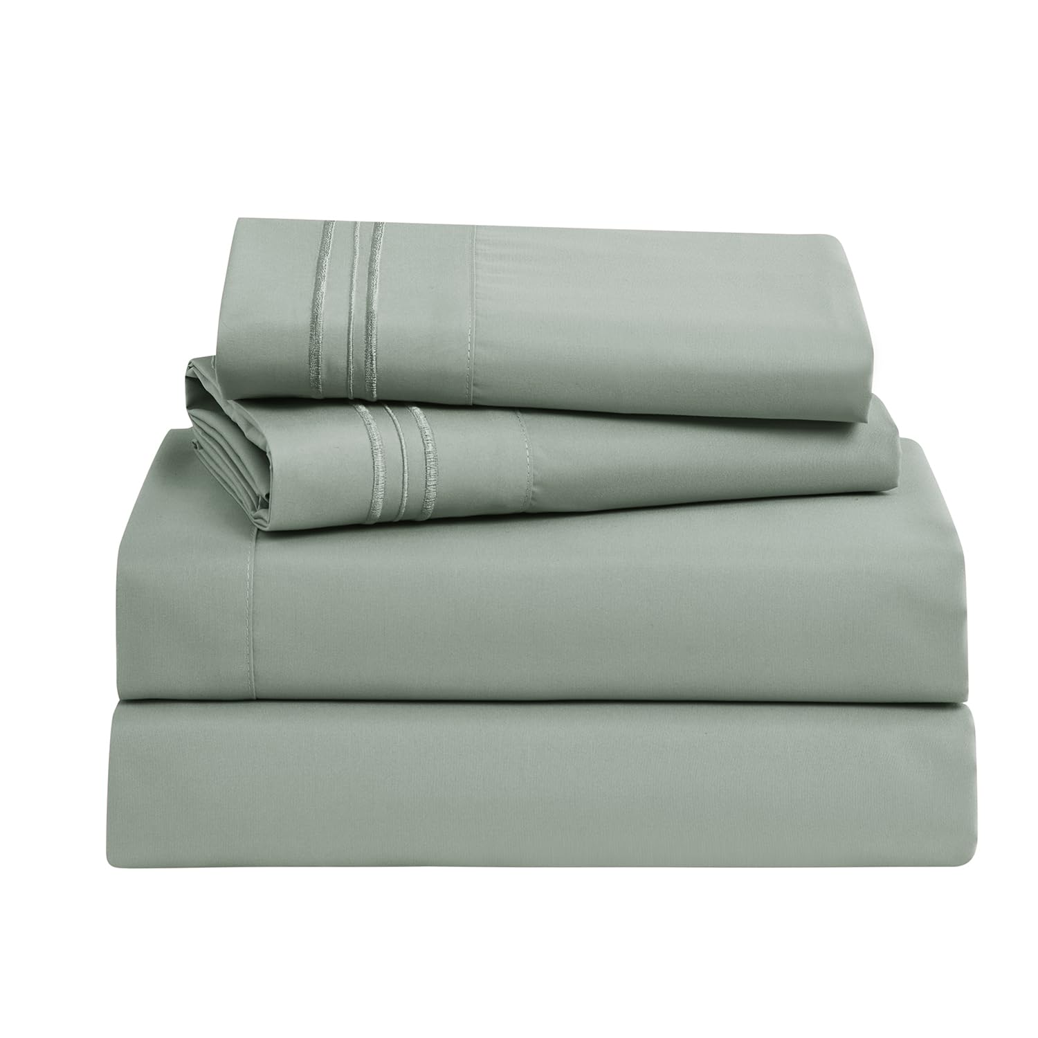 Clara Clark Bed Sheets, Premier 1800 Series Bed Sheet Set, Deep Pocket, Wrinkle, Fade, Stain Resistant, Luxury Soft Bedding Sheets & Pillowcases, California King, Ice Green Image