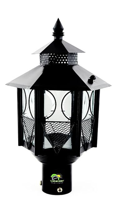 Weldecor 6 Angle Gate,Pole,Piller,Garden Lamp (Black)