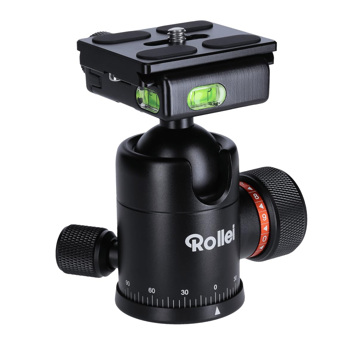 Rollei Tripod ball head for C5i tripod, professional 360 degree tripod head with friction, 8 kg load capacity and 3 spirit levels. Includes Acra Swiss quick release plate