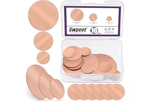 Swpeet 18Pcs 3 Sizes 3/4" 6/5" 2" Pure Copper Sheet Assortment Kit, 0.02" Thickness Copper Metal Sheet Copper Round Plate for