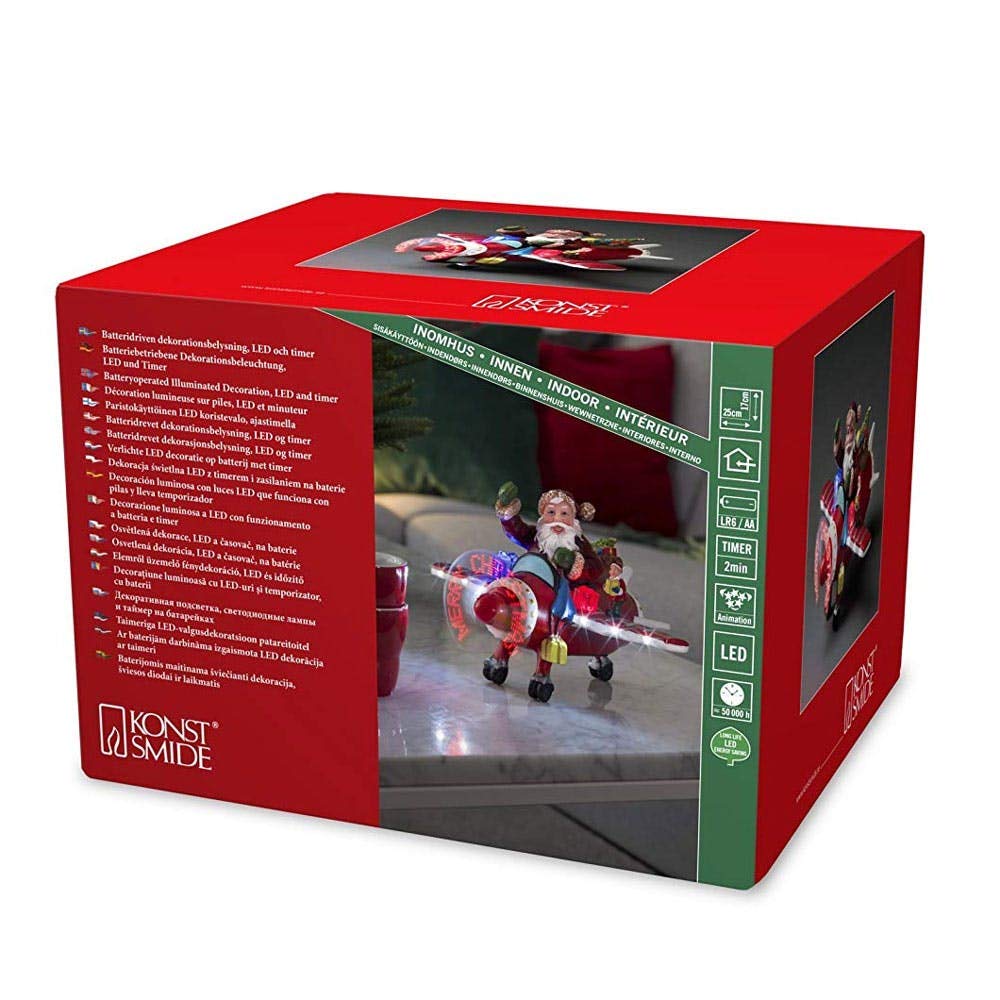 Konstsmide Santa Aeroplane with LED Christmas Message Propellor : Sound Sensor : Battery : 4200-000