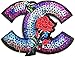 CC Logo Red Rose Sequin Sparkle Back Patch Iron on Sew Embroidered Applique Fabric Craft Art DIY Decorate Handmade Women Cloth Jacket Vest T shirt Dress Costume Accessories Gift Collection