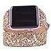 iitee Double Tour Christmas Shiny Glitter Power Leather Bling Luxury iWatch Band Wristwatch Bracelet Strap Belt (38mm Gold)