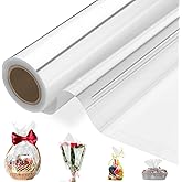 JIANTA 100 ft x 34 in Clear Cellophane Wrap Roll, Transparent Thicken Cellophane Film Roll Gift Wrapping Roll for Gift Flower
