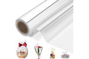 JIANTA 100 ft x 34 in Clear Cellophane Wrap Roll, Transparent Thicken Cellophane Film Roll Gift Wrapping Roll for Gift Flower