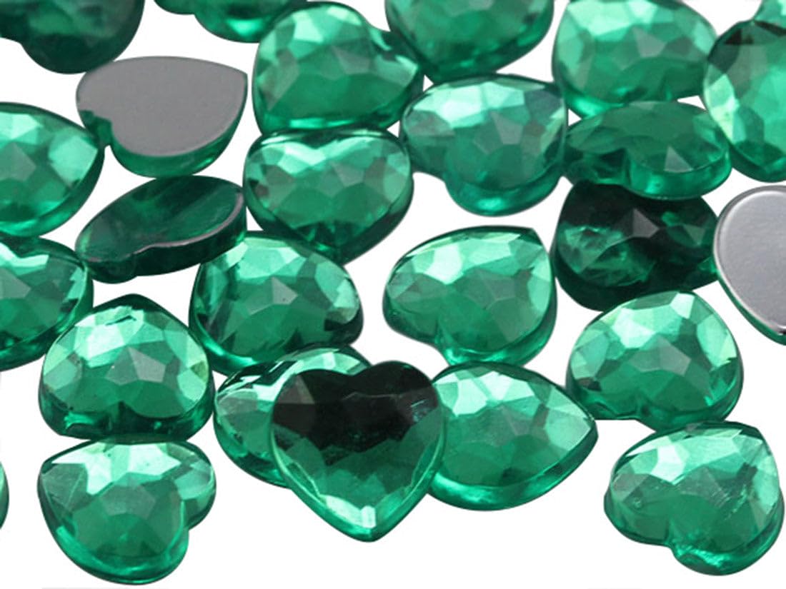 6mm Xmas Green JG02 6mm Flat Back Heart Acrylic Rhinestones Tiny Face Gems Body Jewels Card Making Embelishments - 100 Pieces