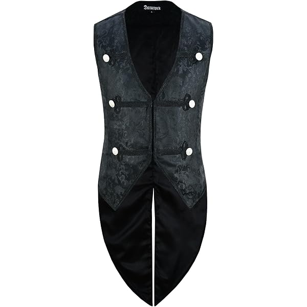 Darkrock Men's Brocade Vest Waistcoat Tailcoat Black Velvet Gothic