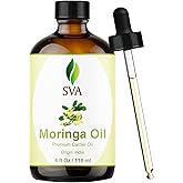SVA Moringa Seed Oil - 4 Fl Oz – 100% Natural Cold Pressed Moringa Oil - for Face, Skin Care, Hair Care, Scalp Massage & Body Massage – Carrier Oil with Dropper
