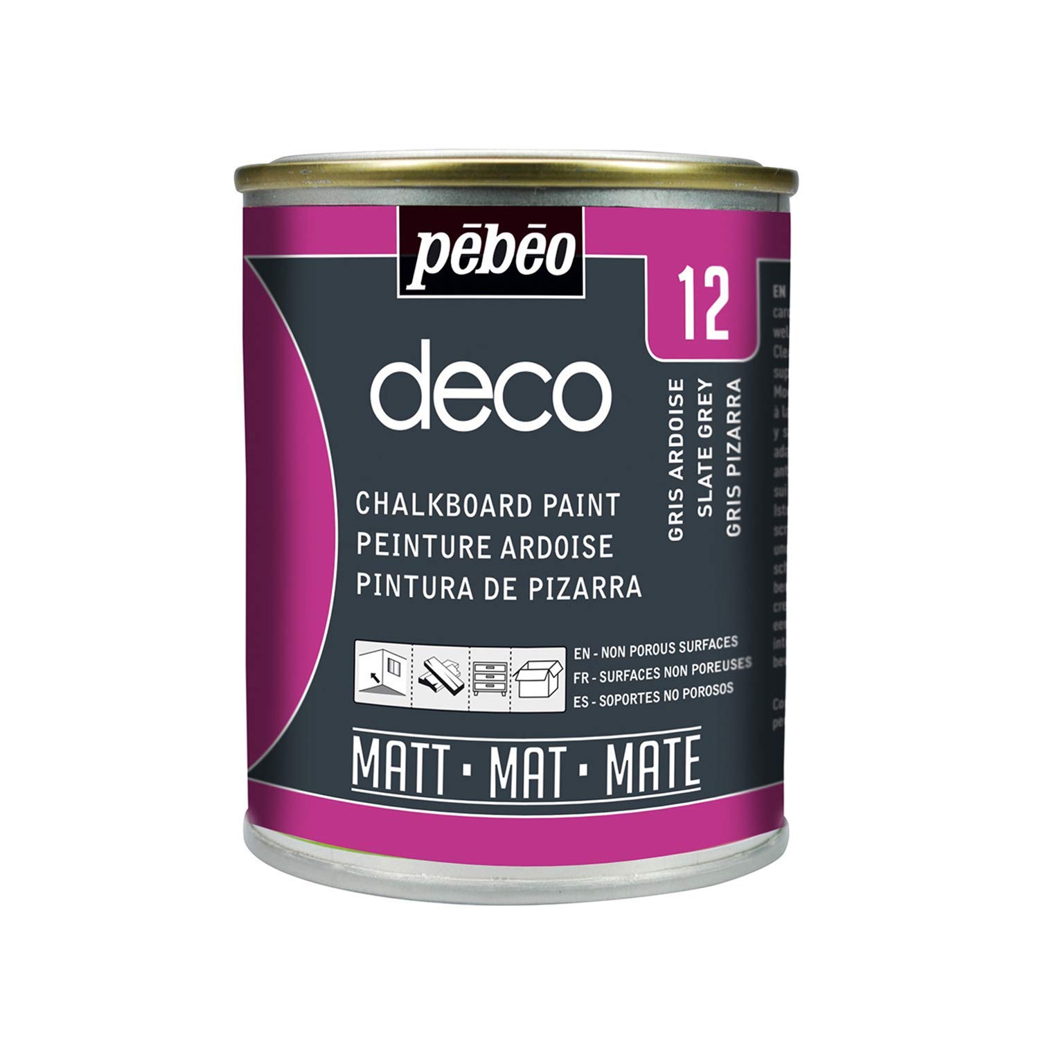 PEBEO 250 ml Deco Chalkboard Paint, Slate Grey 093512