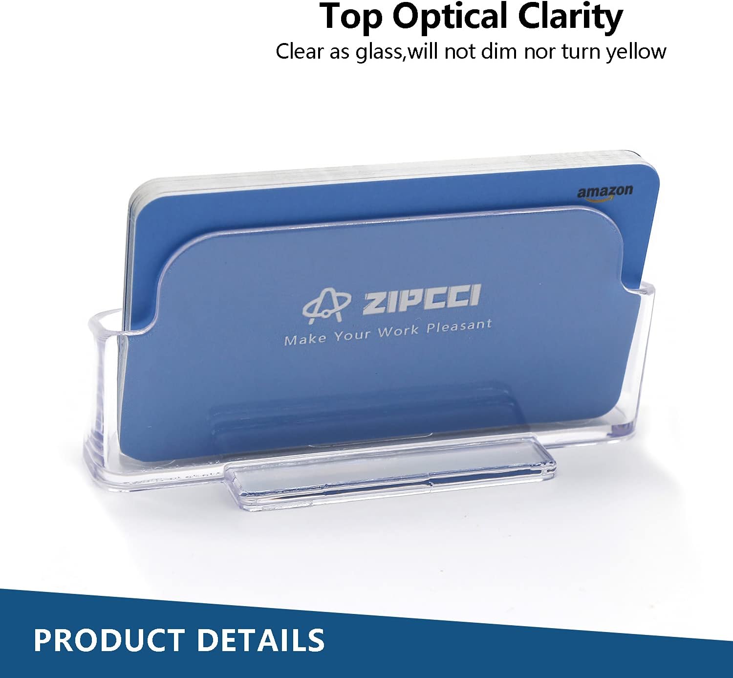 ZIPCCI 8 Pack Business Card Holder for Desk - Office Clear Business Card Holder Stand, Display Plastic Business Card Stand Acrylic Business Card Holder, Fits 30-50 Business Cards : Office Products