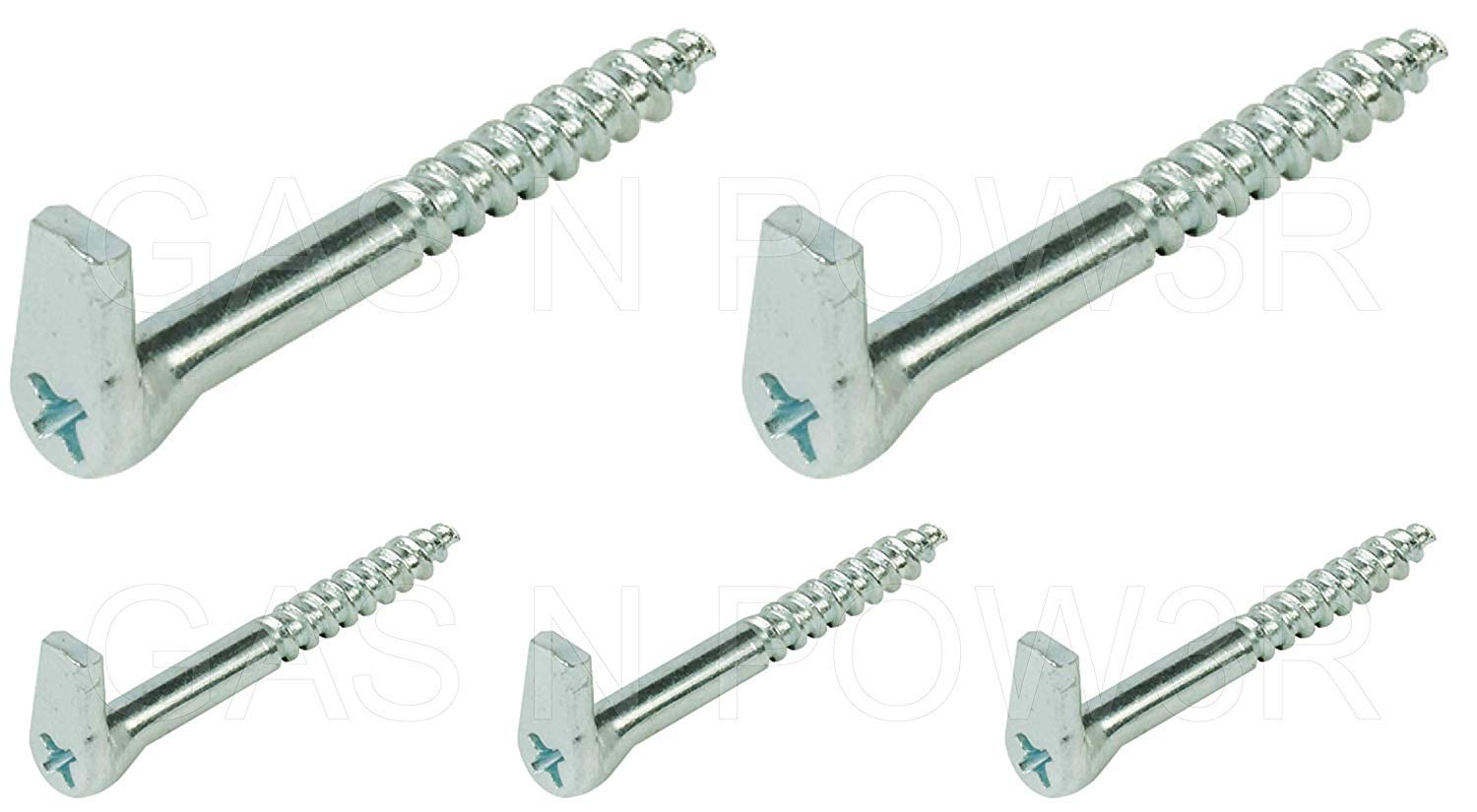 Gas N Pow3r x5 Screw Hooks with Cross Slot Heavy Duty GALVANISED Steel SELF Tapping Wood 5.8 x 100mm