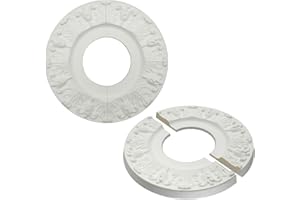 LC LICTOP Spilt Ceiling Medallion, Round Lighting Fixture Cover, 9.5 Inch OD x3.9 Inch ID, Carving Surface for Chandeliers Fan Mount Home Decor Millwork Elegant Style Paintable Foam Base, 2 Pcs