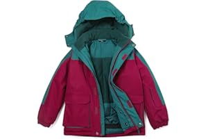 YINGJIELIDE Girl's Waterproof Ski Jacket,Kids Outdoor Snowboarding windproof Jacket,Fleece Lined Hooded,Warm Winter Snow Coat