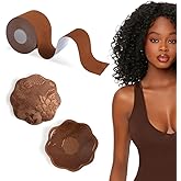 Boob Tape Boobtape, 3" Extra Wide Bob Tape for Large Breasts, XL Breast Lift Tape w 2pcs Reusable Nipplecover Adhesive Bra