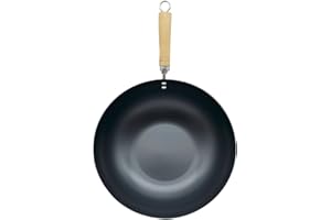 Starfrit 28 cm (10") Non-Stick Wok with Wooden Handle - Durable Cast Iron - Ideal for Asian Recipes - Oven Safe - PFOA Free -