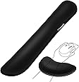 Gimars Upgrade Enlarge Gel Memory Foam Set Keyboard Wrist Rest Pad, Mouse Wrist Cushion Support for Office, Computer, Laptop, Mac, Comfortable, Lightweight for Easy Typing Pain Relief, Black