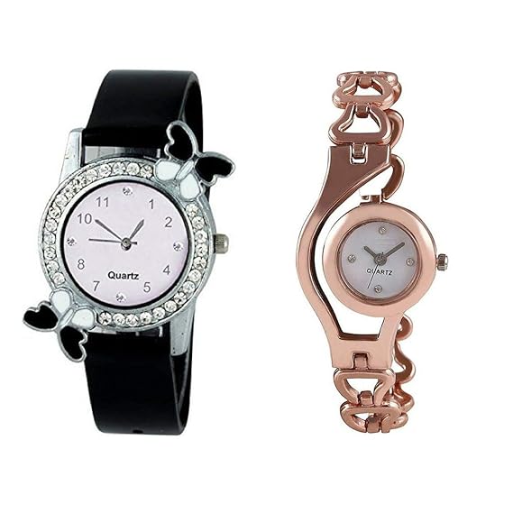 Black Butterfly & Copper Chain Watch | Exclusive Watch | Stylish | Amazing Dail | Combo of 2 Watch | Quartz Analogue...