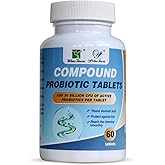 Wins Town Compund Probiotics Tablets, 30 Billion CFU, Complete Shelf Stable Probiotic Supplement with Prebiotics & Digestive Enzymes, 60 Tablets