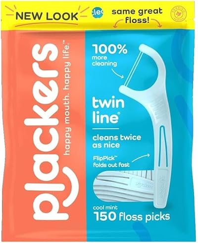 Plackers Twin-Line Dental Flossers 150 Count Cool Mint Value Size