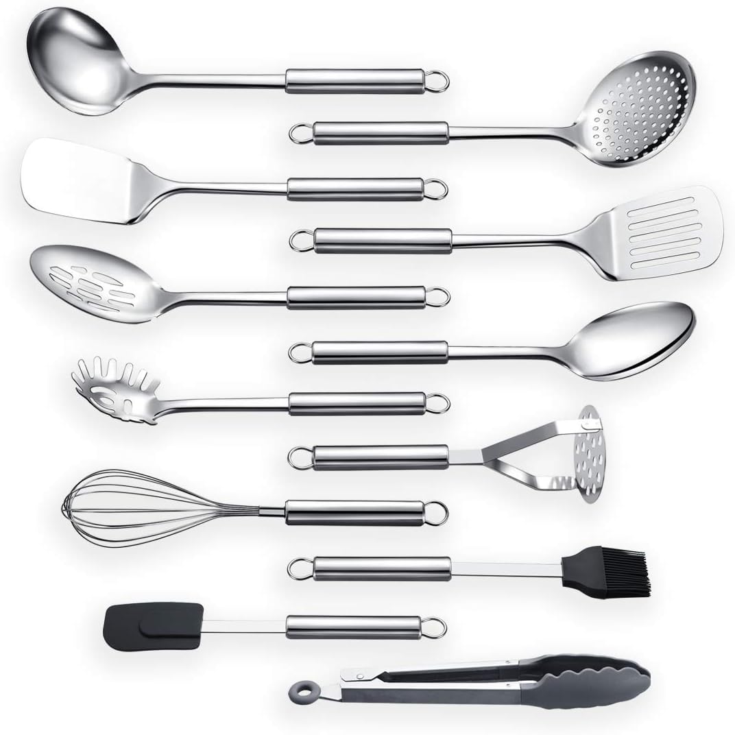 Berglander Stainless Steel Kitchen Utensil 12 Piece, Cooking Spoon, Kitchen Tools Cooking Utensil (12 Pieces) - Image 3