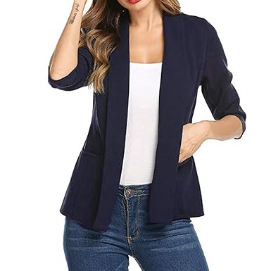 Blazer für Damen Jacke Open Front Cardigan Mini Anzug Jacke Büro Arbeits Büromantel Elegant Frauen Mantel Outwear Tops Busine